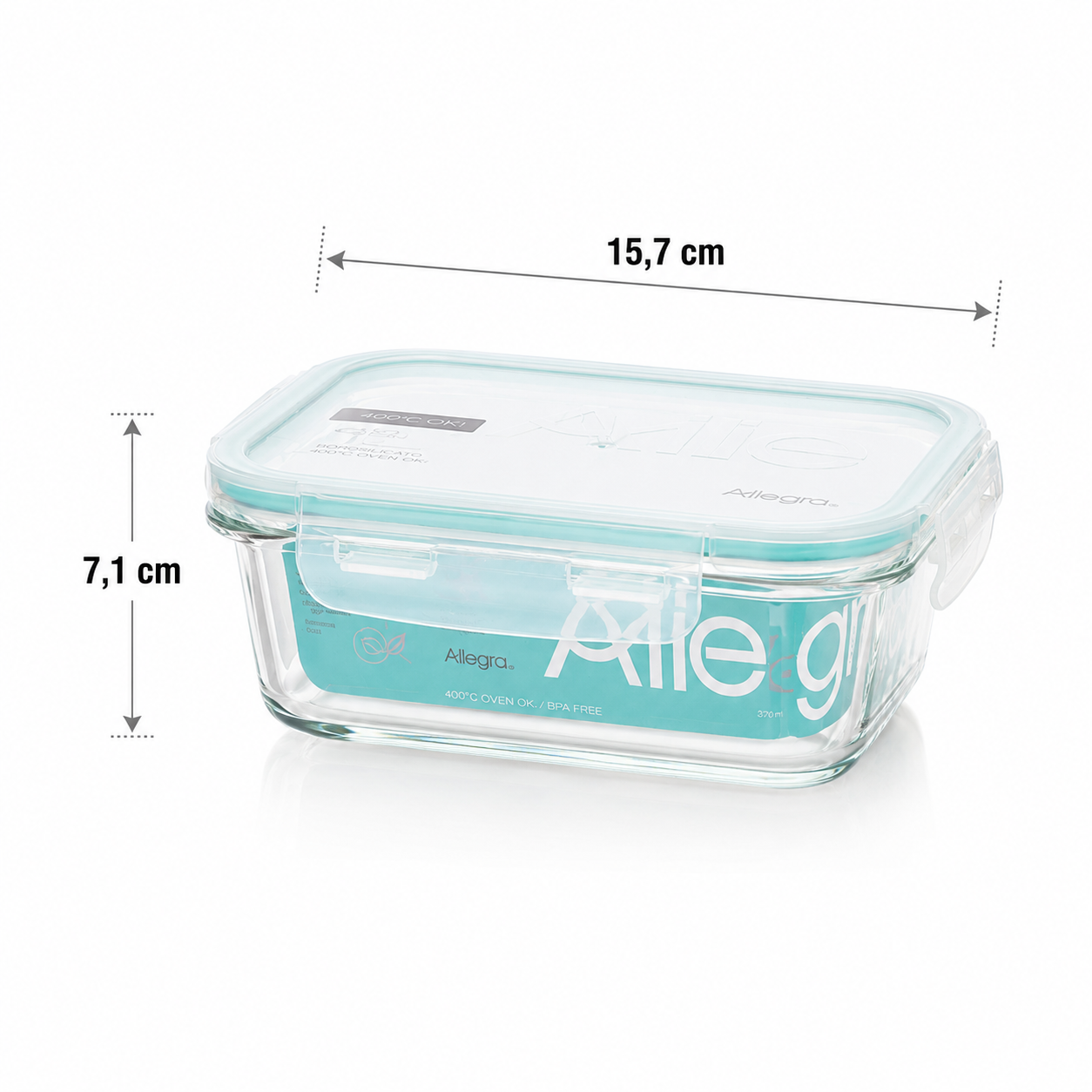 Contenedor Hermético De Vidrio Cuadrado 740 Ml, Allegra