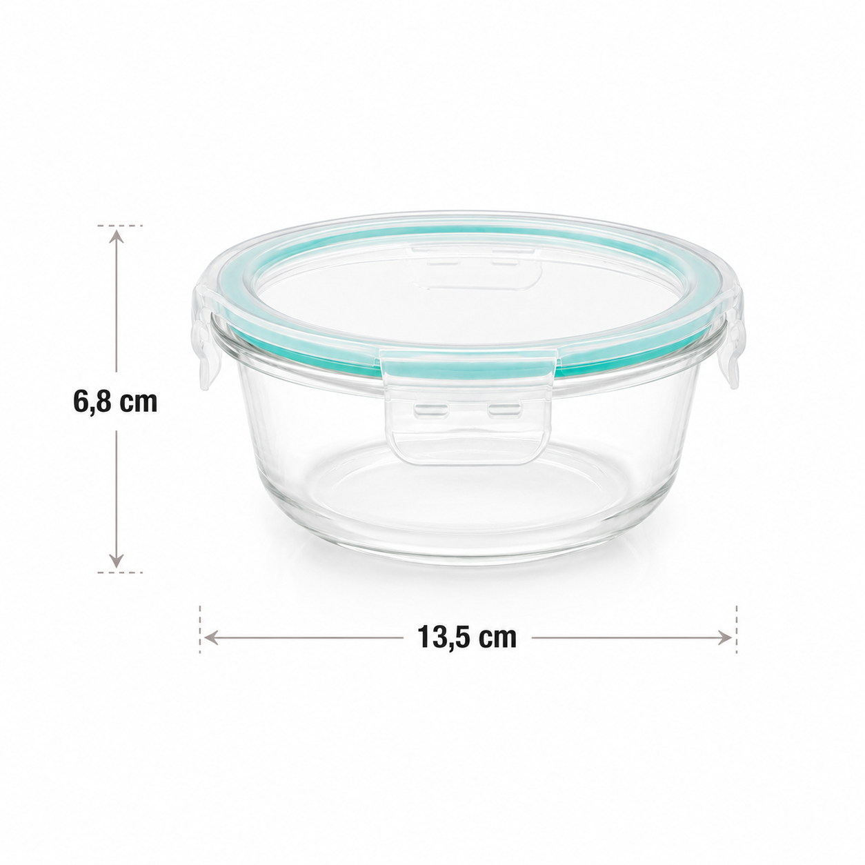 Contenedor Hermético de vidrio redondo 370Ml, Allegra