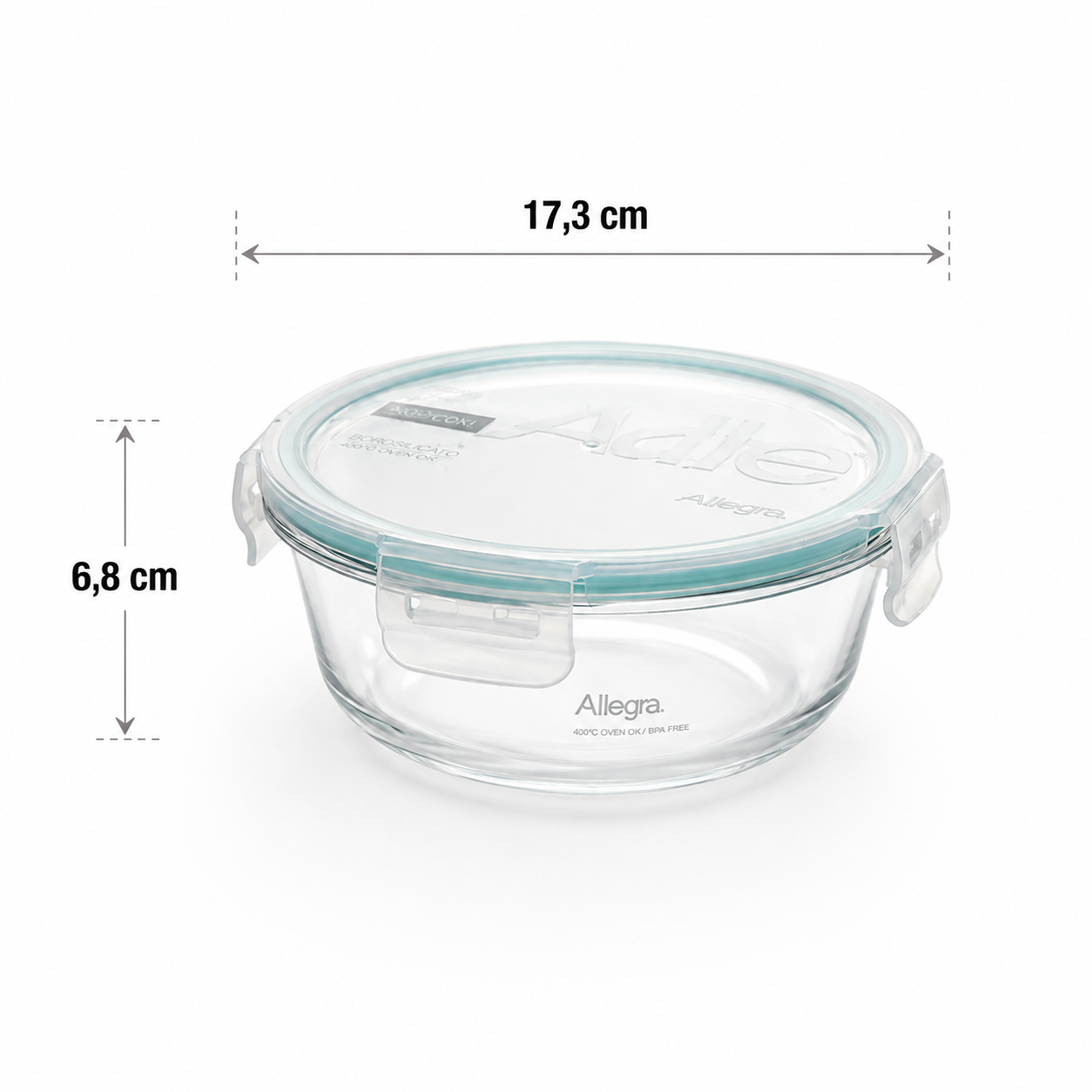 Contenedor Hermético De Vidrio Redondo 720 Ml, Allegra