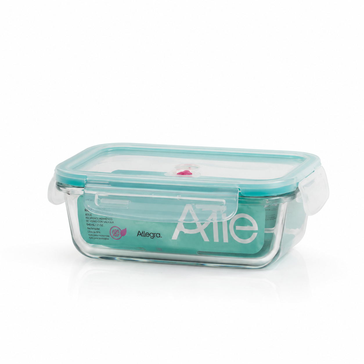 Contenedor Hermético Vidrio Rect. 750ML, Allegra