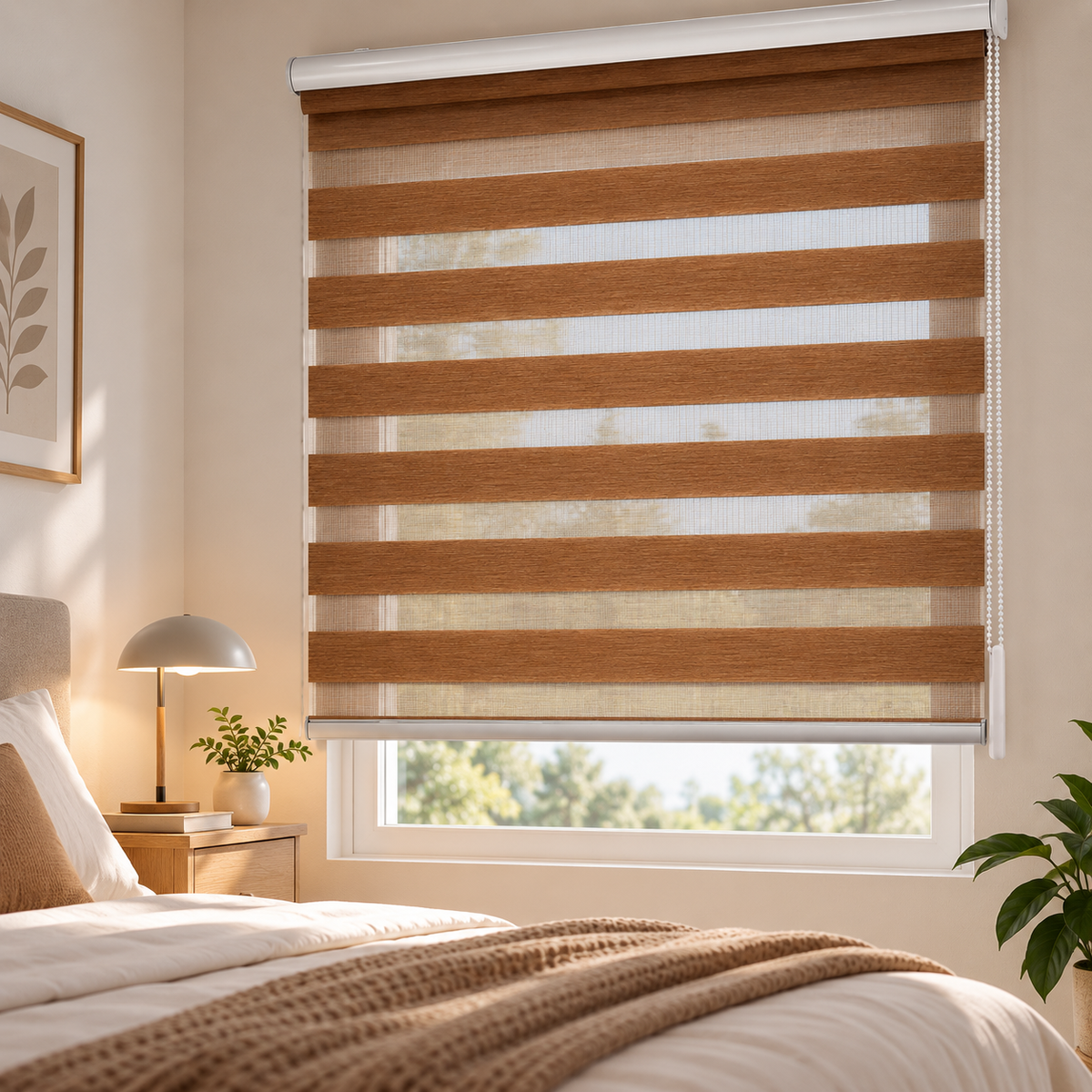 Cortina Roller Duo Madera Biancobelo