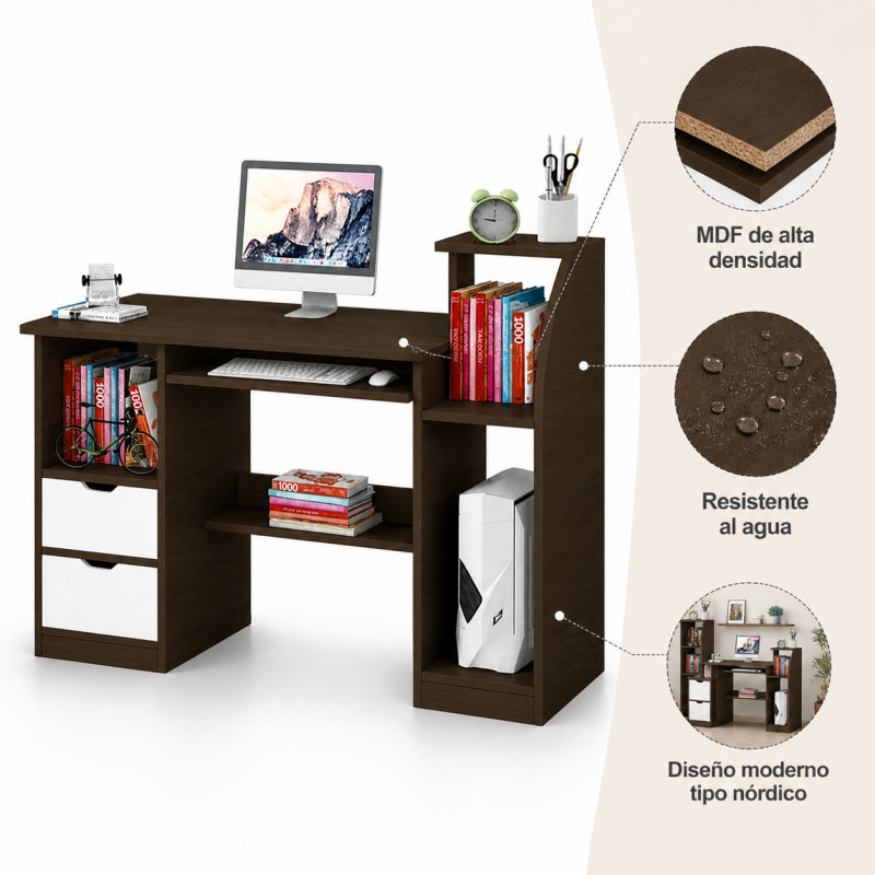 Escritorio para computador con gavetas Wood