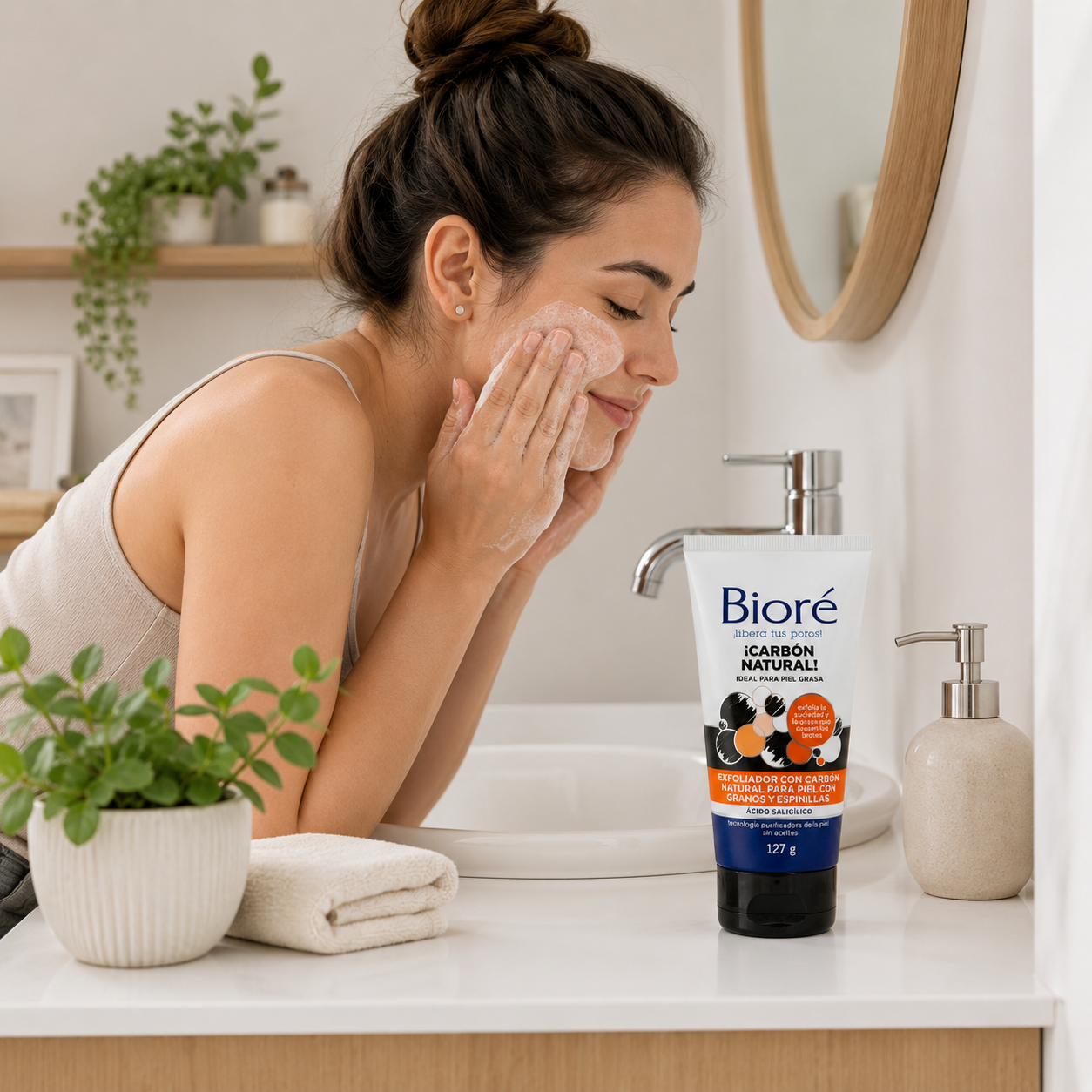 Exfoliante de carbón natural para granos y espinillas, Biore