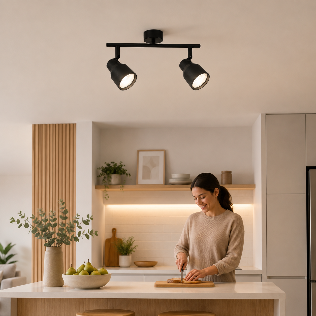 Foco porta gu10 negro-dorado sobrepuesto led modelo híades Konnergie
