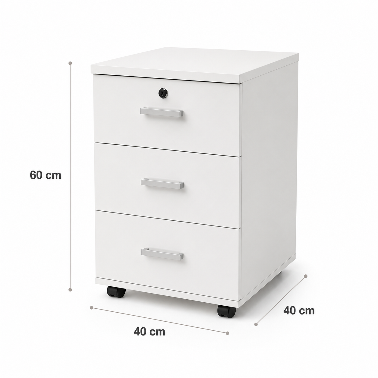 Gabinete para oficina 3 cajones con llave blanco