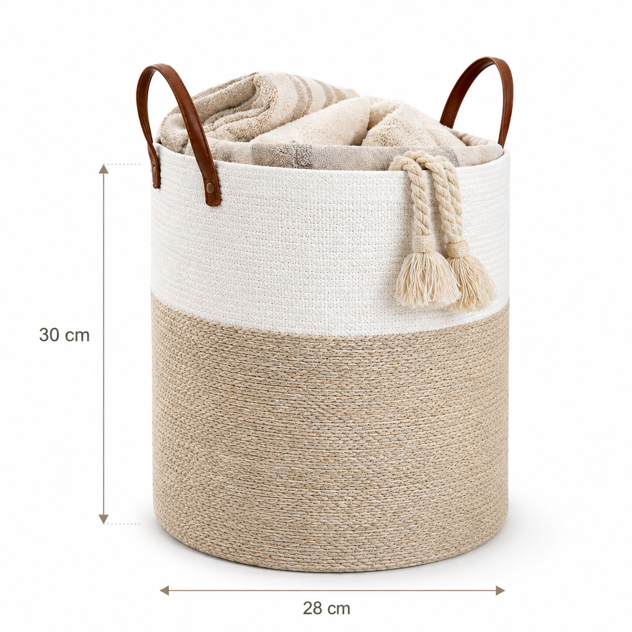 Cesta Canasta tejida Beige Blanca 60 Litros