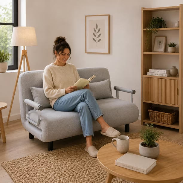 Sofa Cama Extendible Gris Light Linen