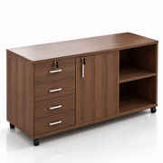 Gabinete con 3 cajones y ruedas color Caoba