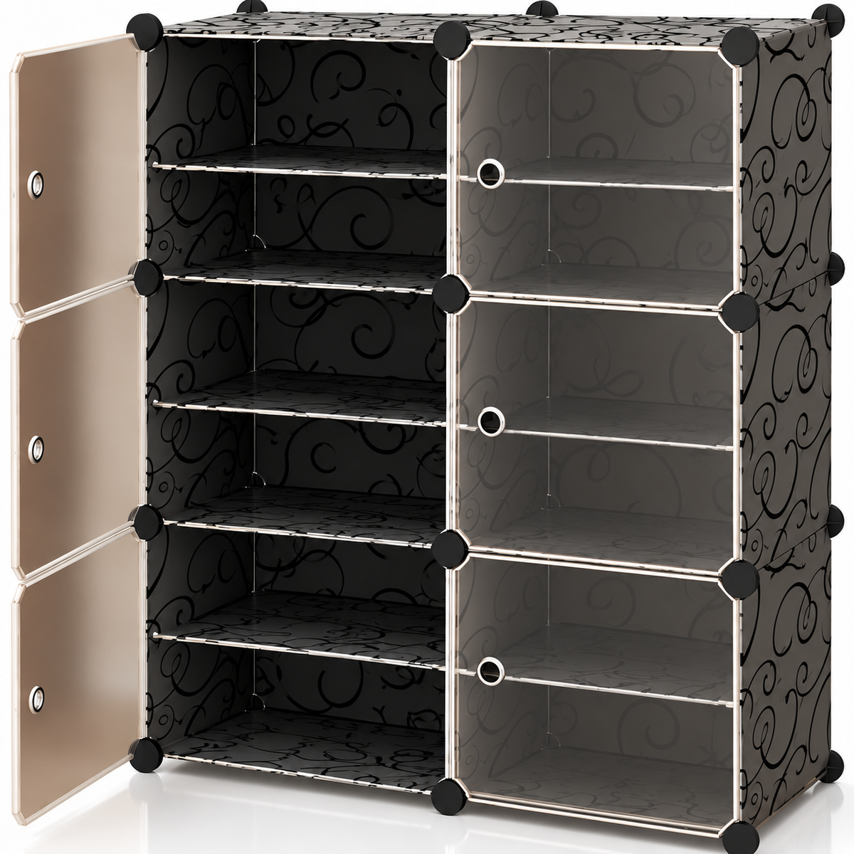 Zapatero plástico 6 niveles color negro