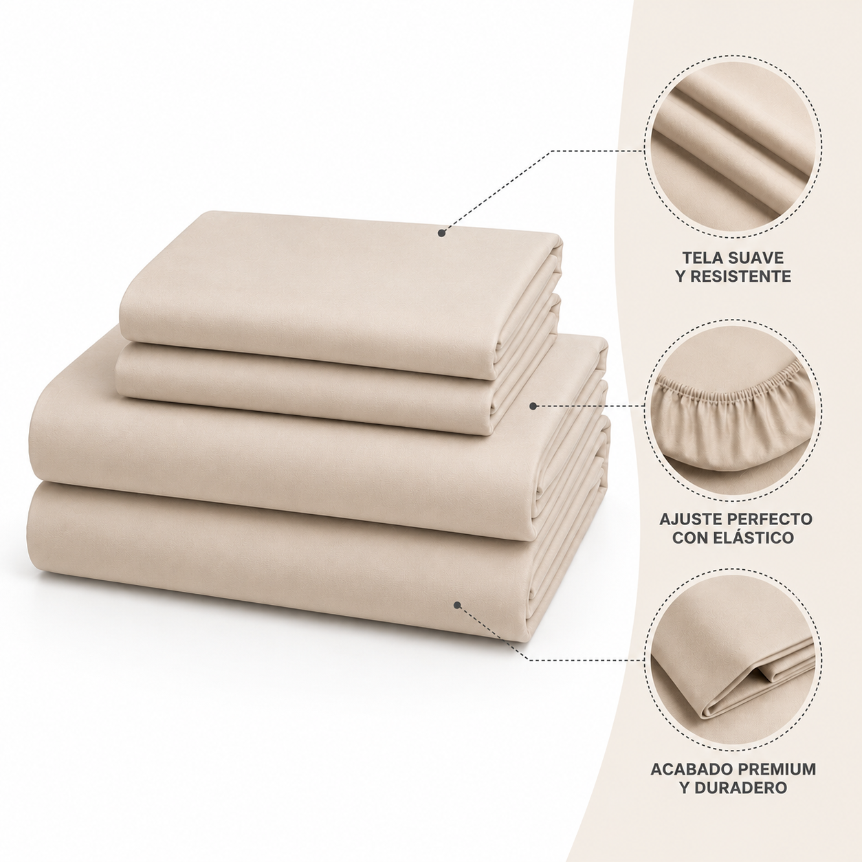 Juego de Sabana 200 Hilos Biancobelo Beige