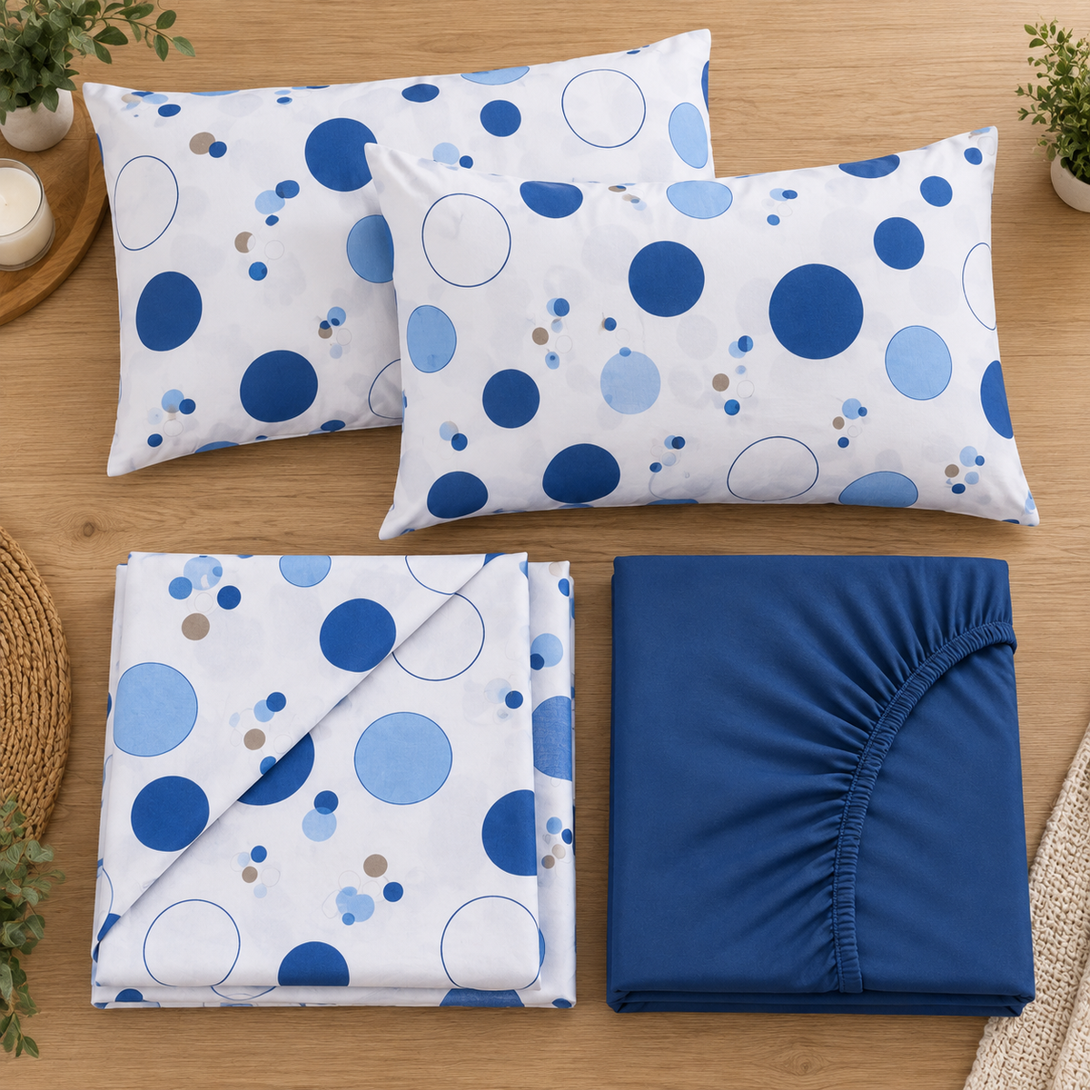 Juego de Sábanas Burbujas 2.5 plazas Azul. Masel