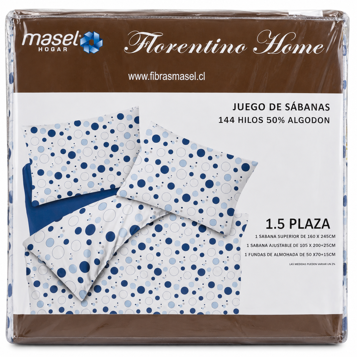 Juego de Sábanas Burbujas 2.5 plazas Azul. Masel