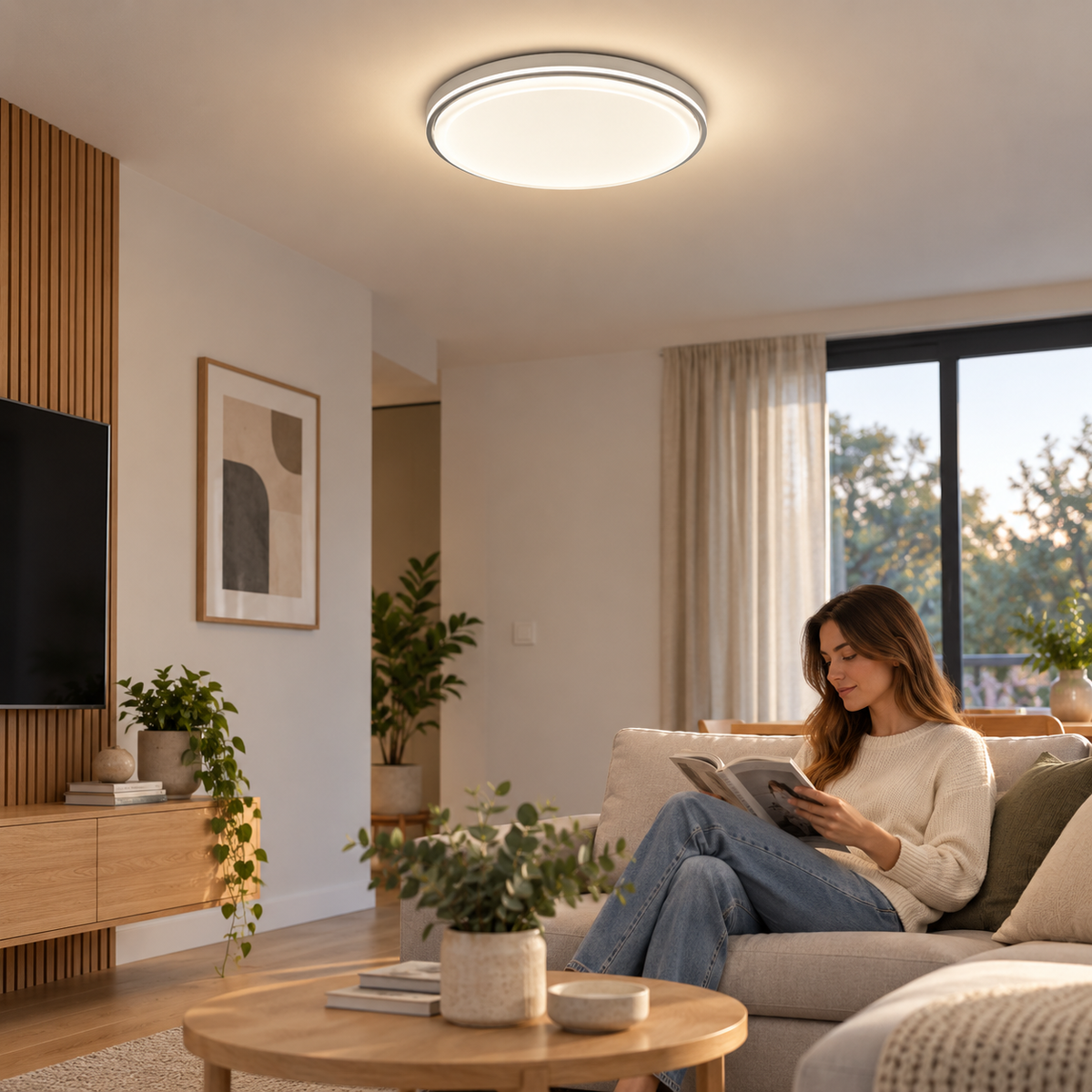 Lámpara led sobrepuesta con control 48+48w gris taurus iii 3000k-4000k-6000k