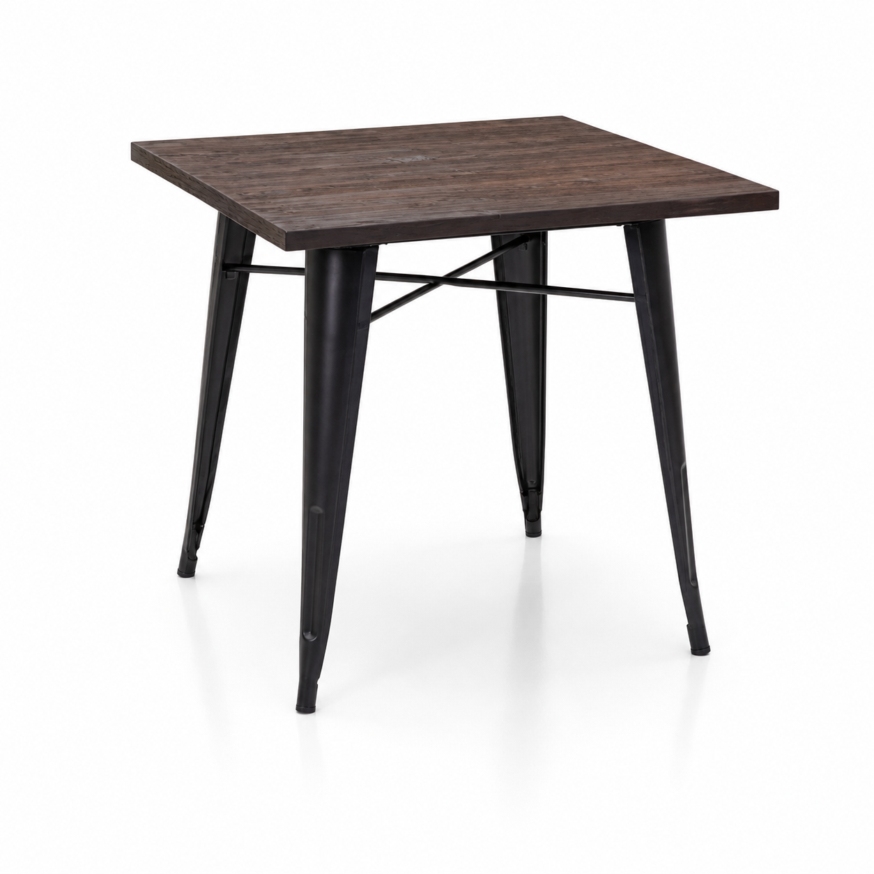 Mesa Tolix Negra cuadrada cubierta madera