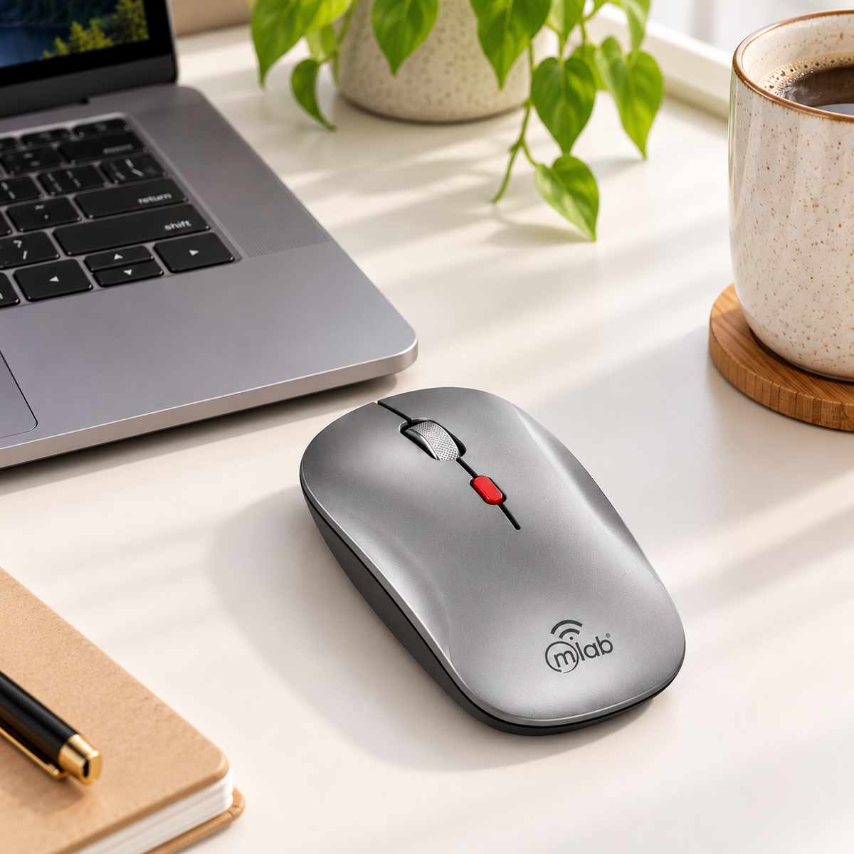 Mouse Inalámbrico MLAB Comfy M60BT Bluetooth + 2.4GHz 1600 DPI Gris
