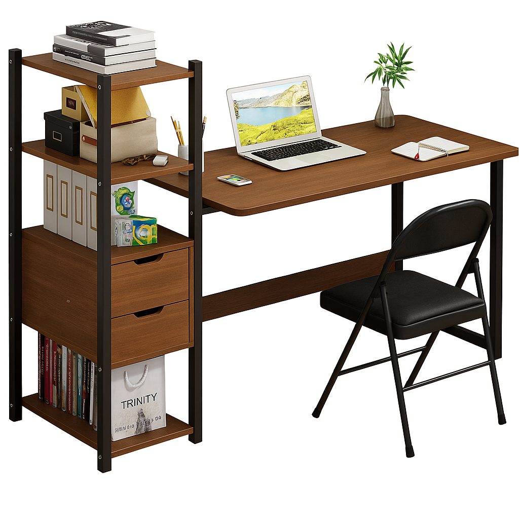 Escritorio multifuncional con estanteria lateral