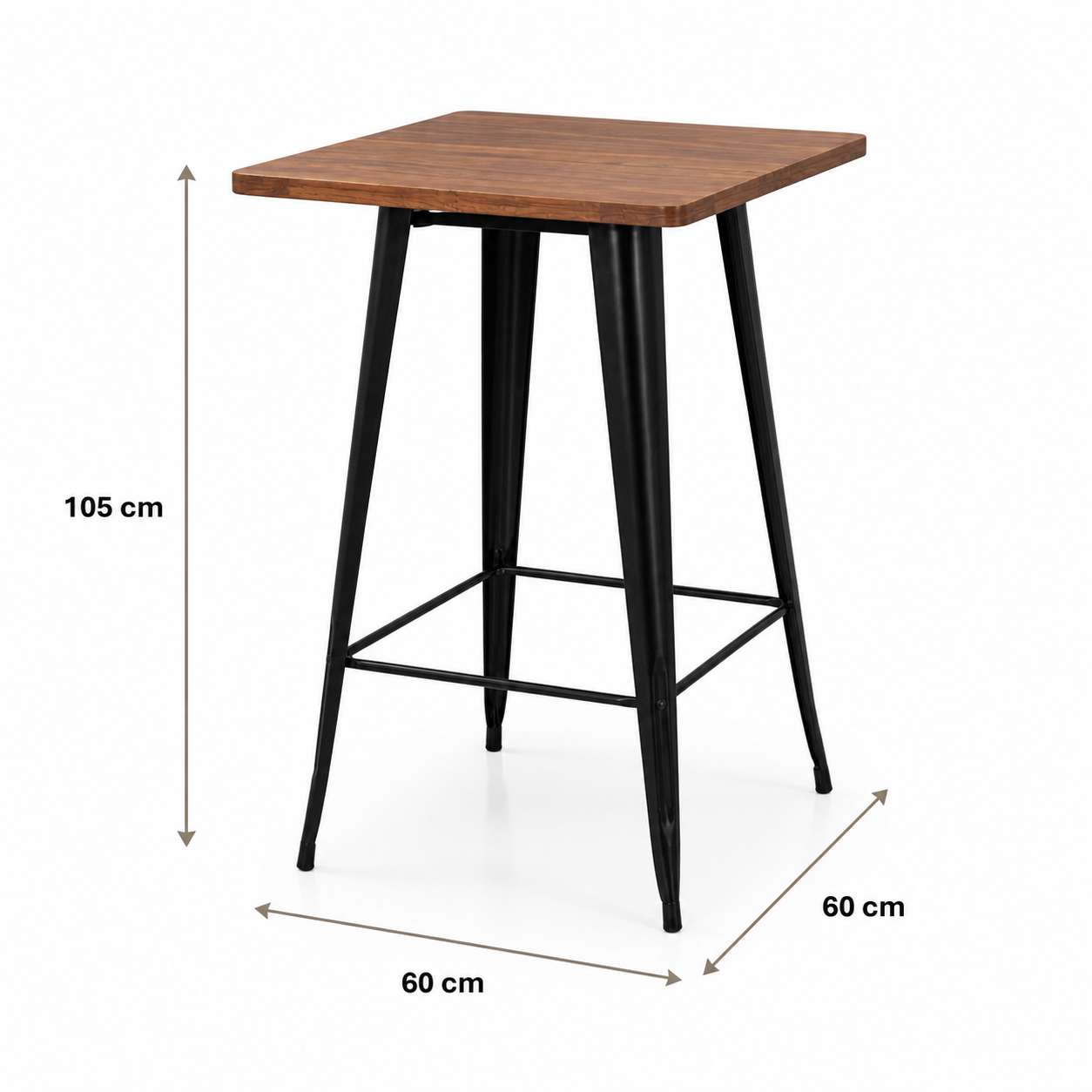 Mesa Bar tolix negra cubierta madera