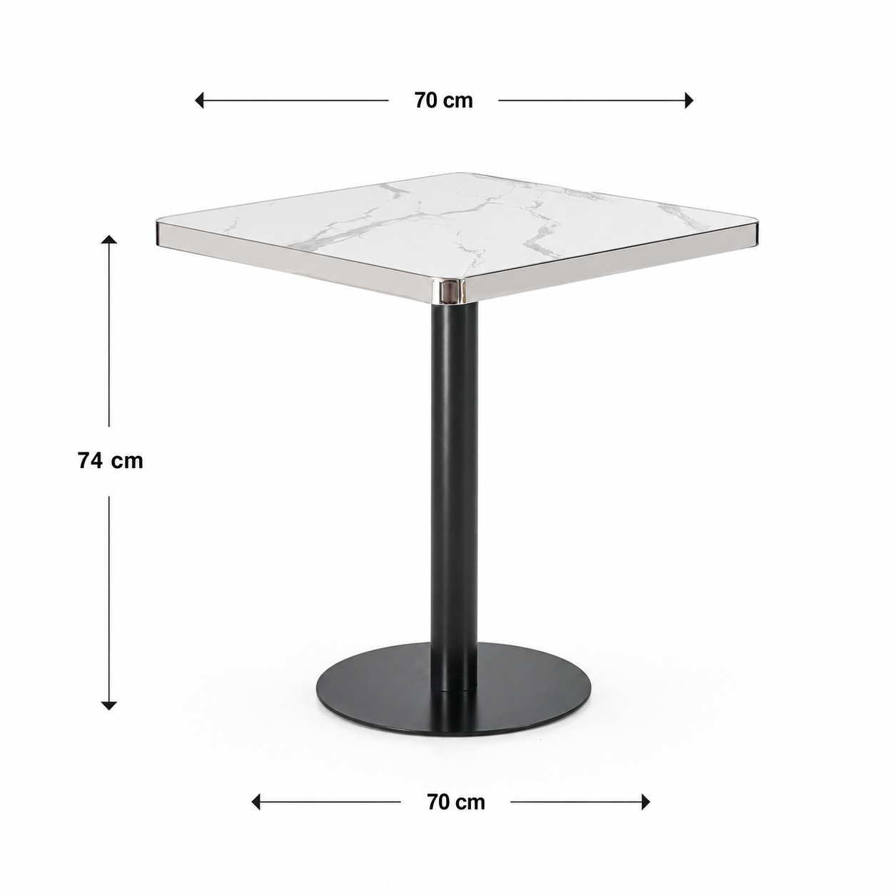 Mesa Parisina 70x70 Marmol Ribete Plateado