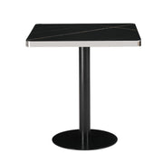 Mesa Parisina 70x70 Negra Ribete Plateado