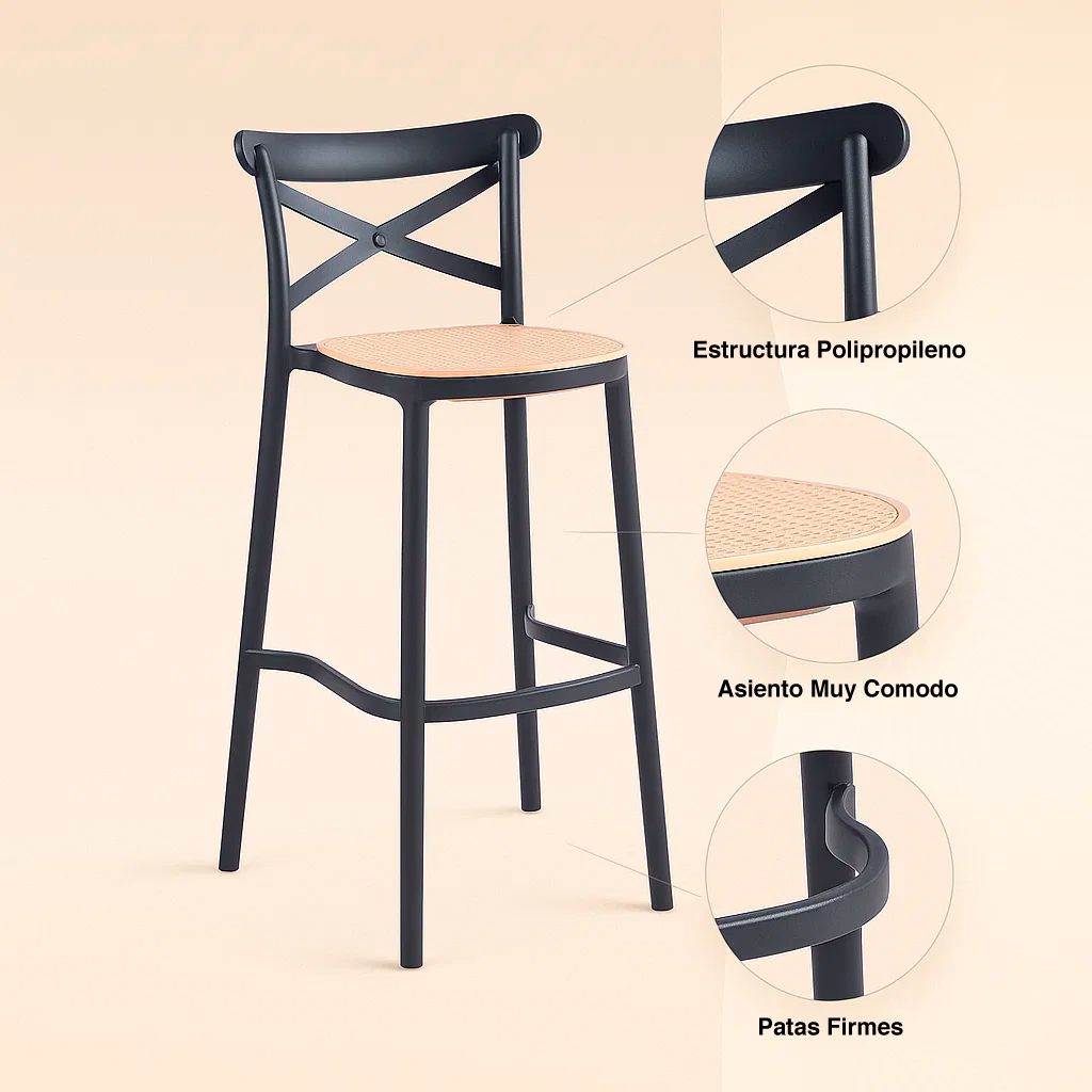 Taburete Piso de Bar Crossback 77cm