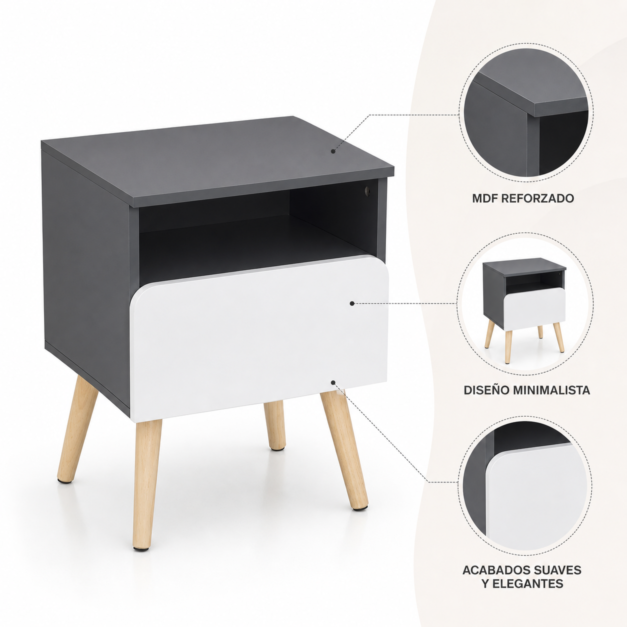 Velador Nordic 1 cajon