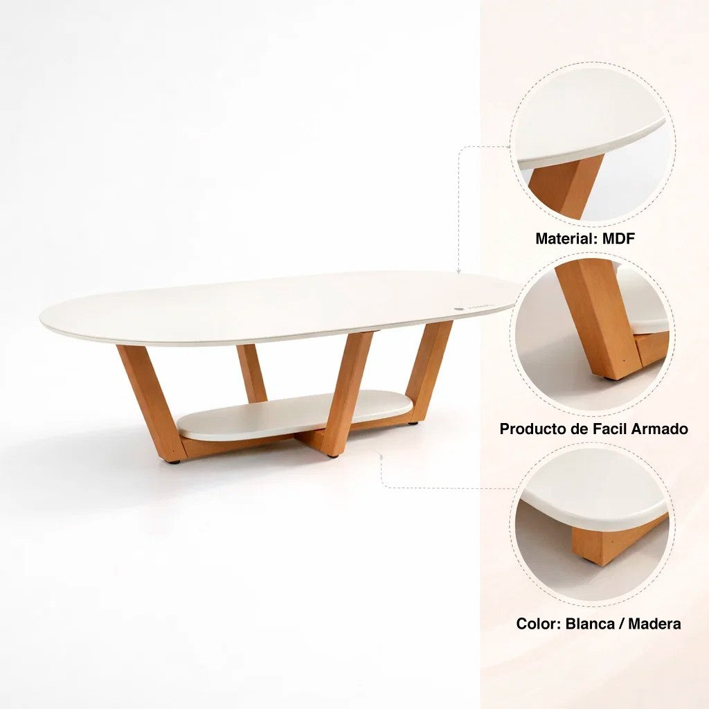 Mesa de Centro Elegance Blanca / Madera