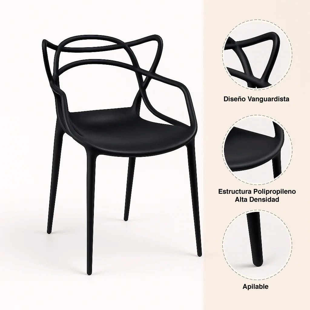 Pack 4 Sillas Master Negras