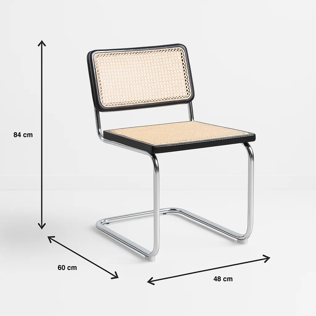Pack de 2 Sillas Breuer Madera y Rattan - Negras