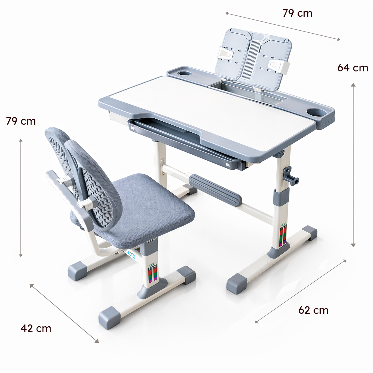 Escritorio más Silla Ergonomica para niños Gris
