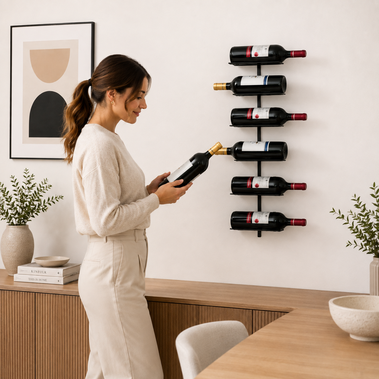 Organizador de fierro para botellas de vino
