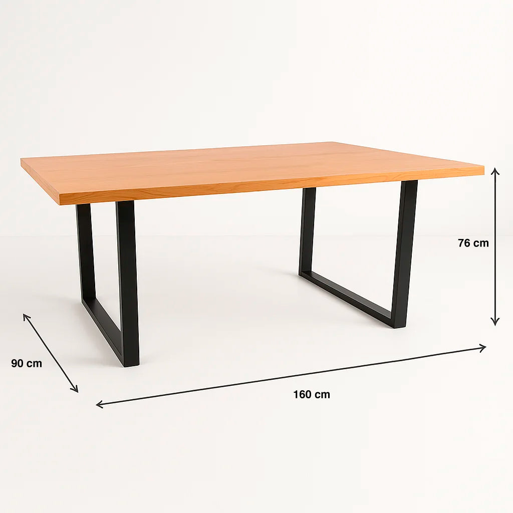 Mesa de Comedor Estilo Industrial 160x90 Madera Clara
