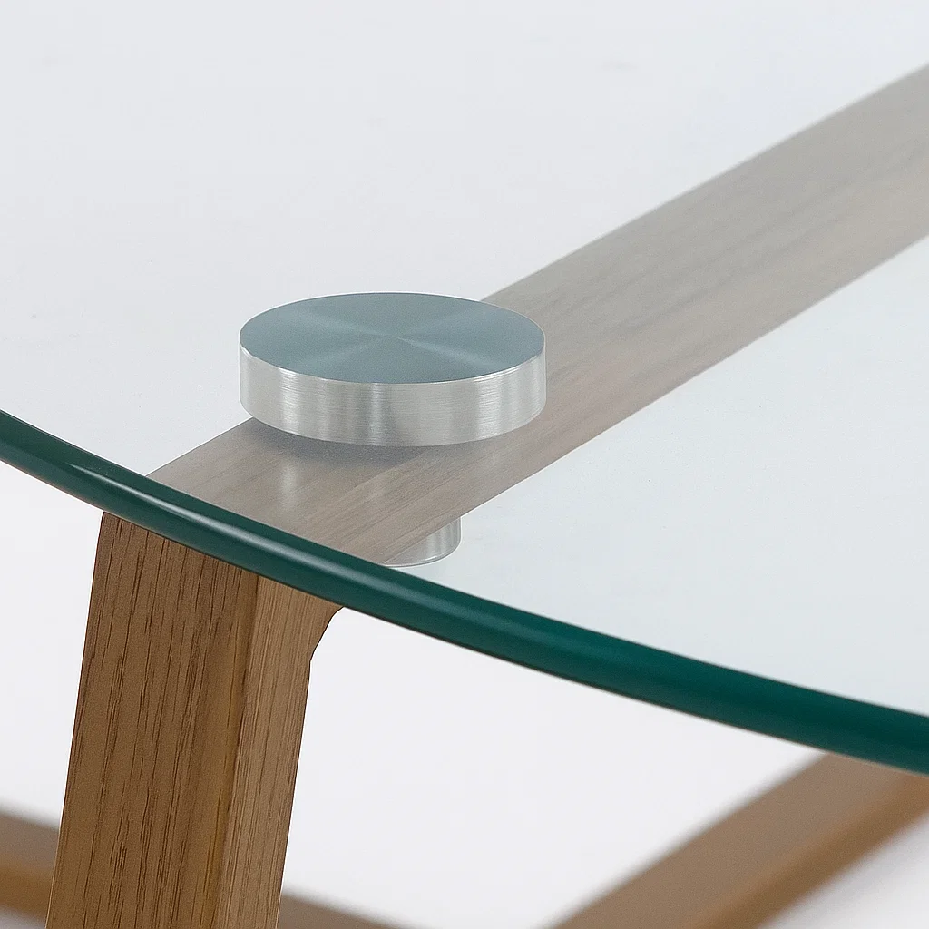 Mesa de centro para living de vidrio y metal 80cm