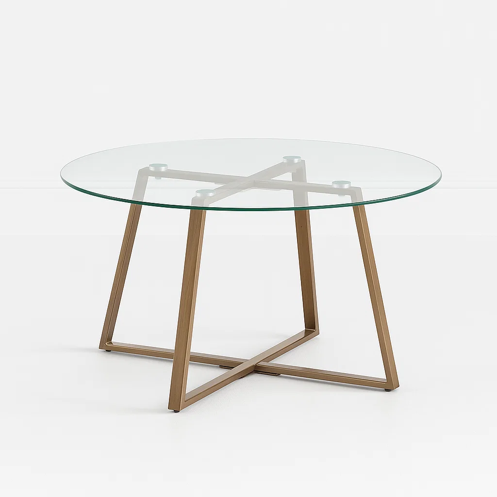 Mesa de centro para living de vidrio y metal 80cm