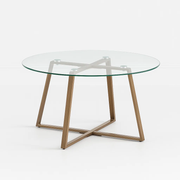 Mesa de centro para living de vidrio y metal 80cm