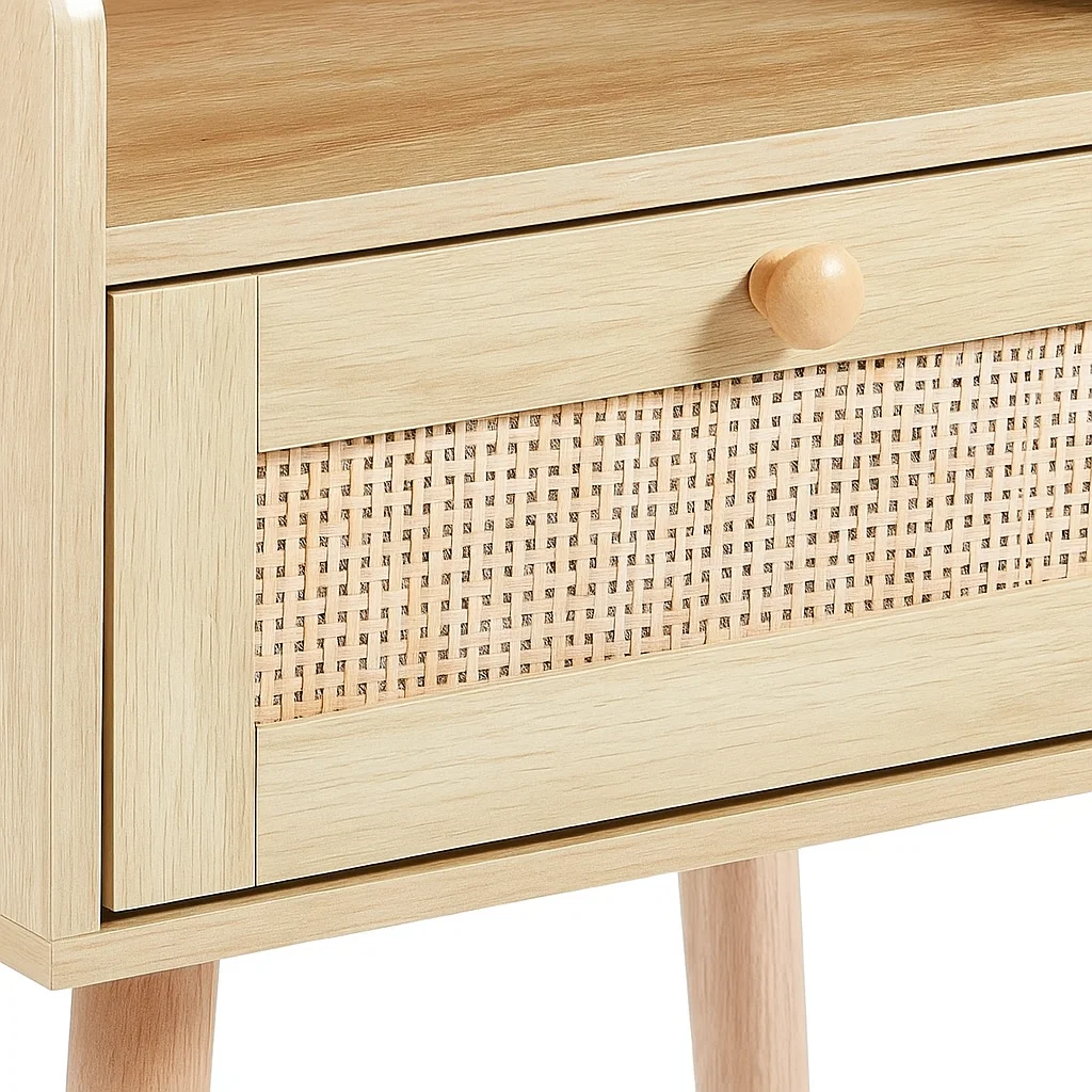 Velador Mesh Rattan con Cajon y Espacio 40x30x60