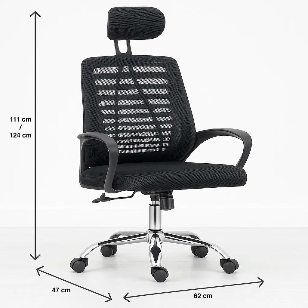 Silla de Oficina Ergos Ergonómica con Cabeza - Negra