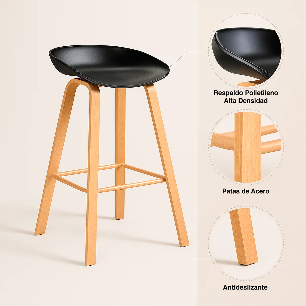 Taburete Piso Bar Nordic - Negro