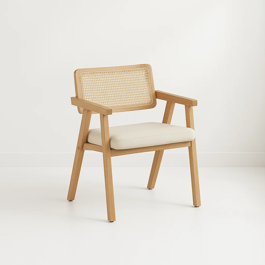 Sitial Acolchado Chandigarh Butaca Rattan - Madera