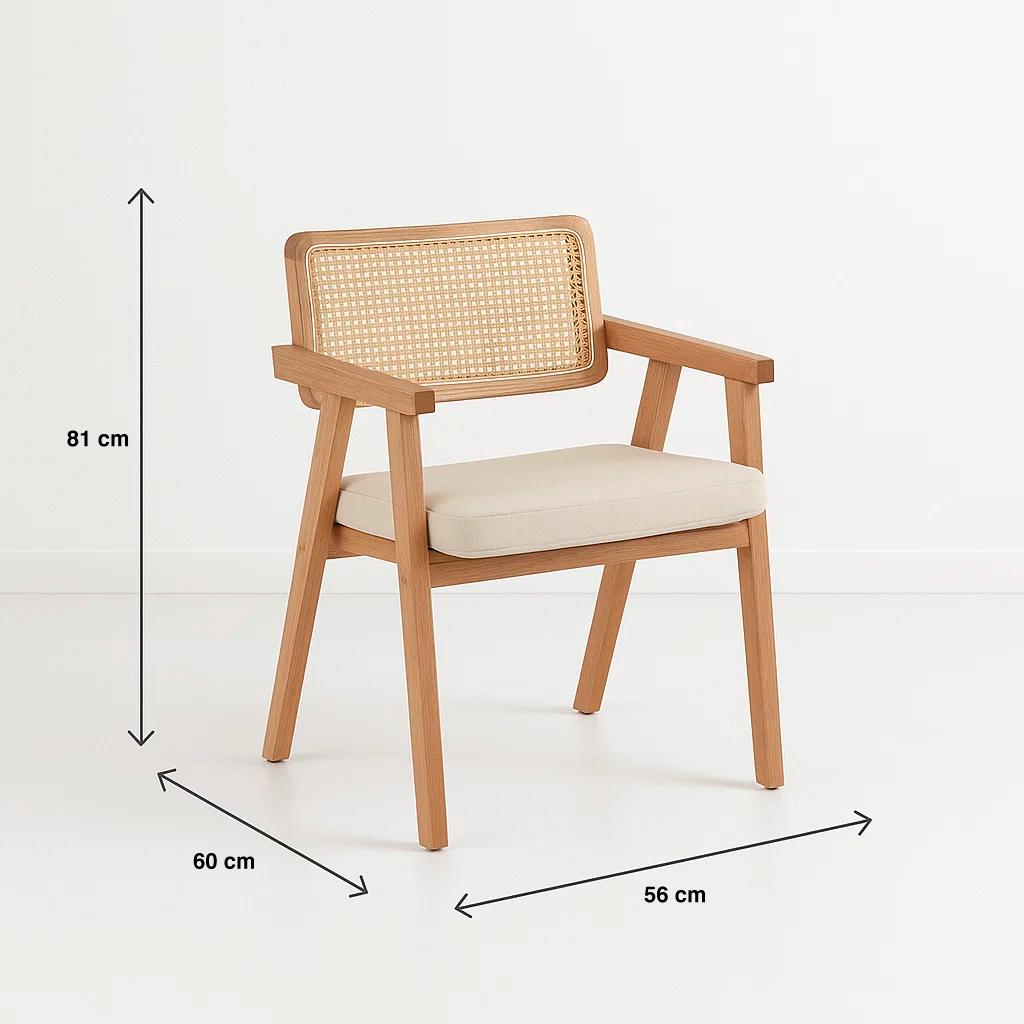 Sitial Acolchado Chandigarh Butaca Rattan - Madera