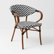 Silla Bistro Parisina Rattan con reposabrazos - Blanca con negro