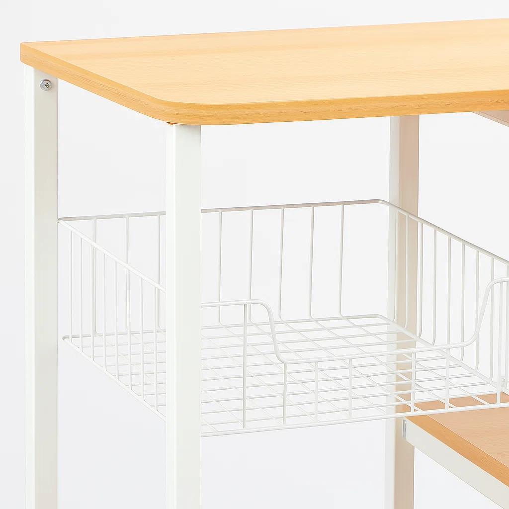 Mesa lateral para cocina de organización 3 niveles madera clara - Blanca