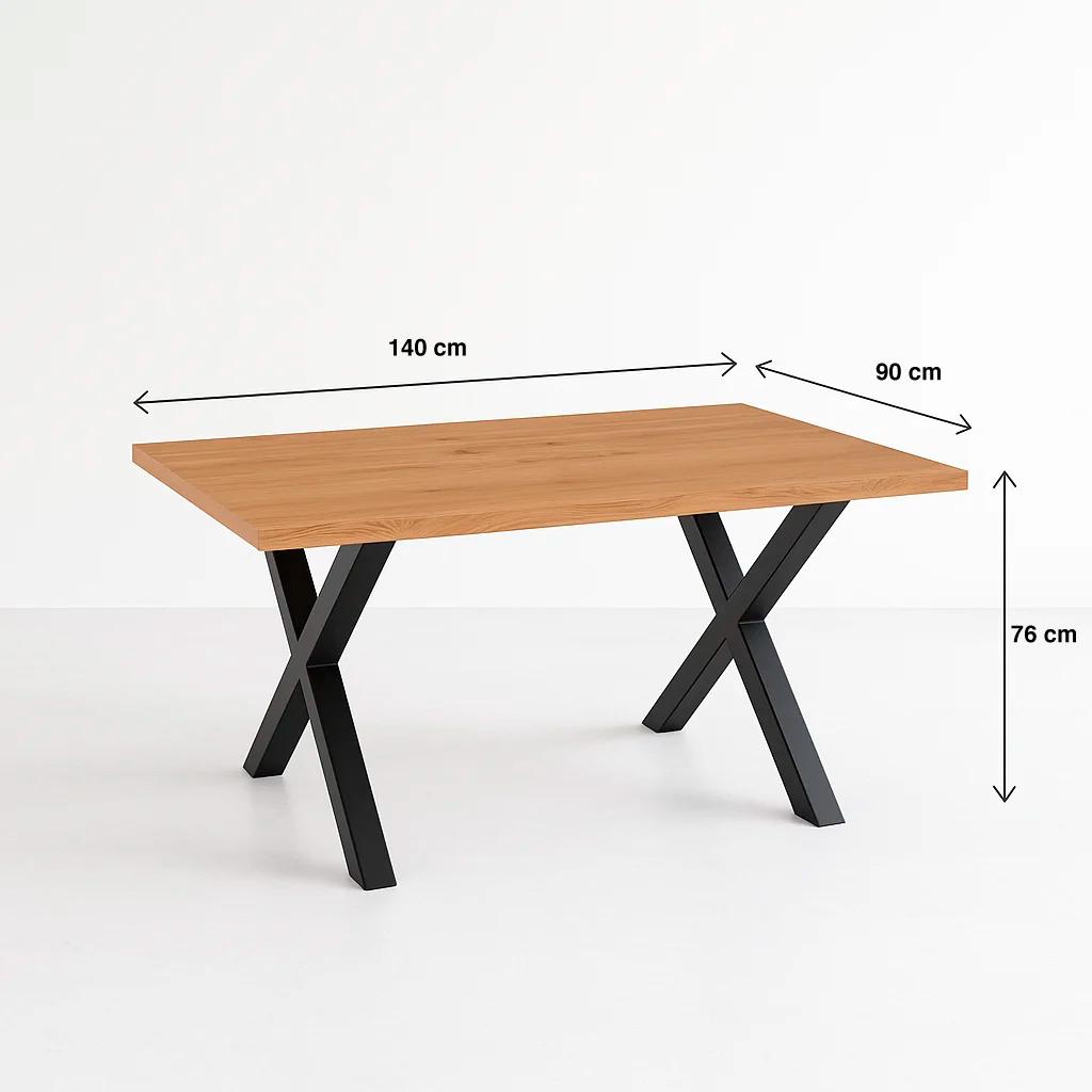Mesa industrial Color Madera y Metal Cross 140x90