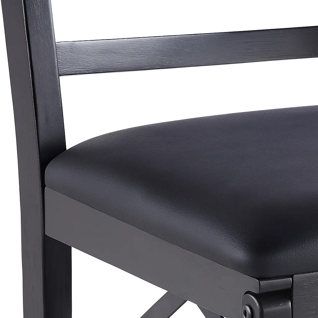 Silla Industrial Plegable con Marco Negro y Tapizado Sintético