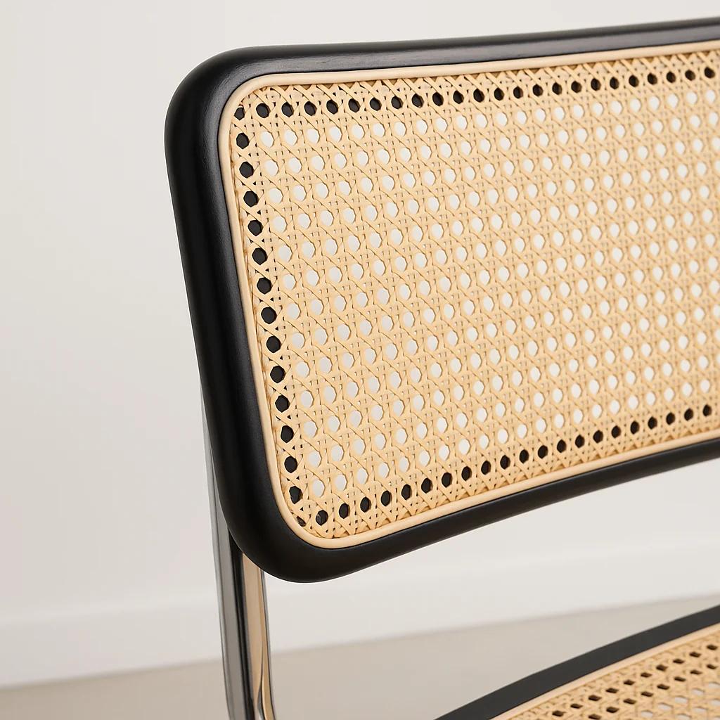 Silla Breuer Madera y Rattan - Negra