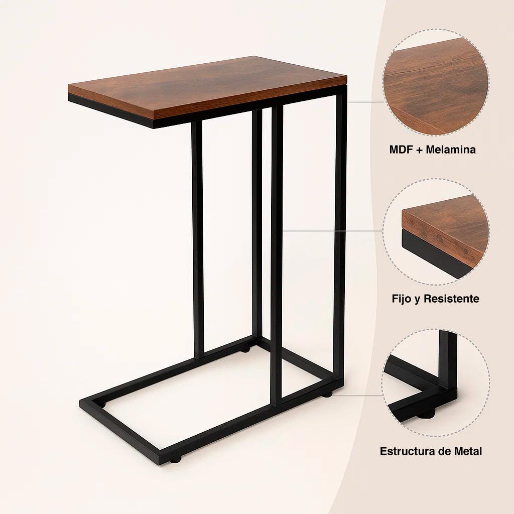 Mesa Lateral Moderna con Marco Metálico