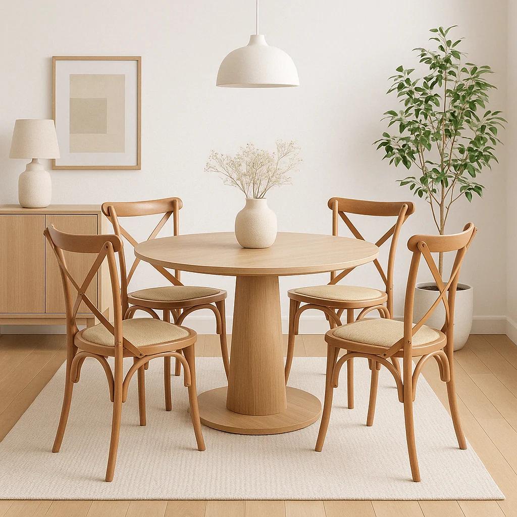 Silla Crossback Madera Rattan Natural