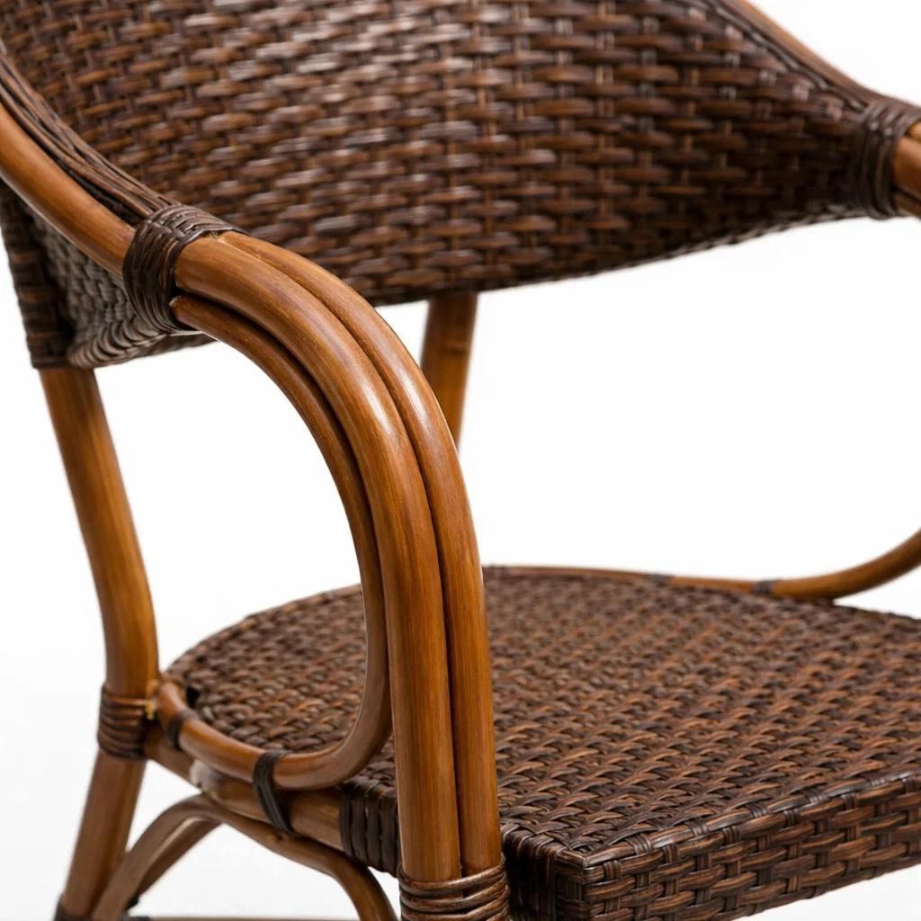 Silla Bistro Parisina Rattan con  reposabrazos Jolie  - Café Oscuro