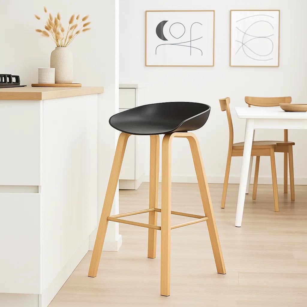 Taburete Piso Bar Nordic - Negro