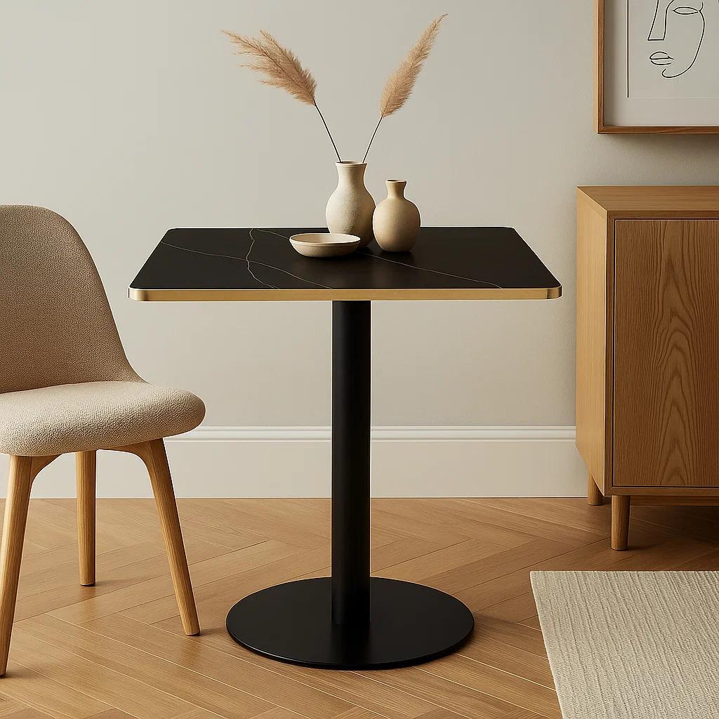 Mesa Luxor de Mdf Efecto Marmol Negro con Dorado