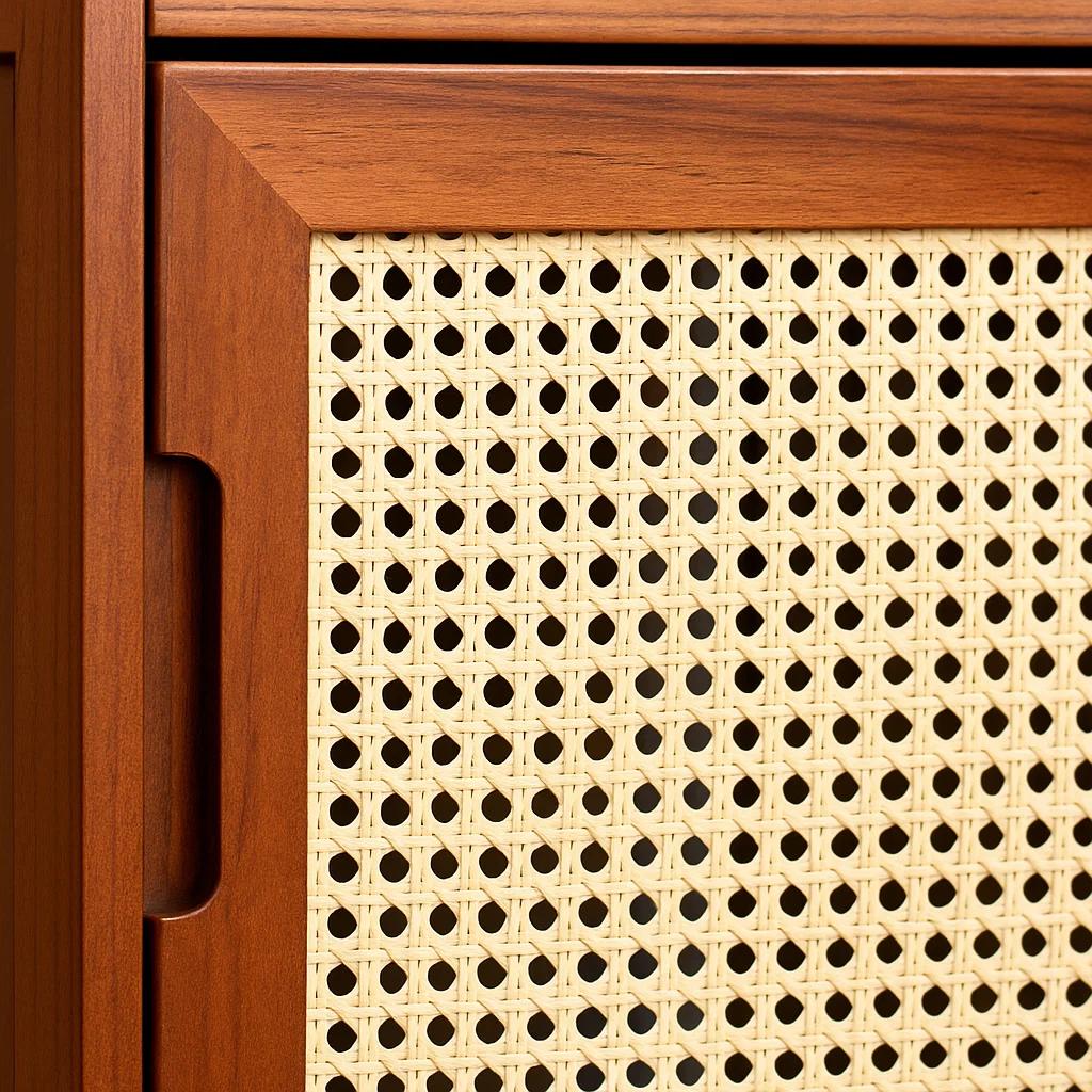 Vitrina EcoLuxe de Bambú y Ratán Sintético 4 Niveles 43x32x126